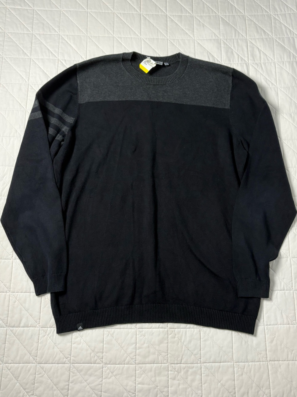 Adidas Golf Knit Crewneck Sweater - Navy Blue Charcoal Stripes - Men’s Medium